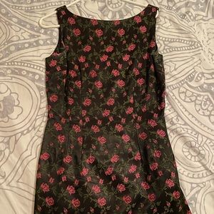 Vintage 1950’s dress with matching jacket size 8 black with pink flowers